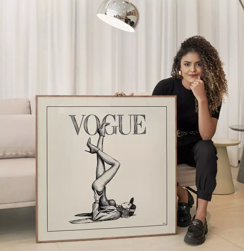 Quadro Decorativo Vogue Meia Calça Poá Pernas pro Ar