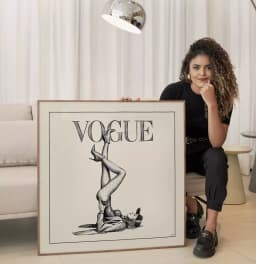 Quadro Decorativo Vogue Meia Calça Poá Pernas pro Ar