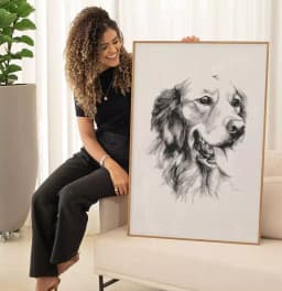 Quadro Decorativo Cachorro Desenho em Preto e Branco