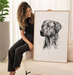 Quadro Decorativo Cachorro Desenho em Preto e Branco