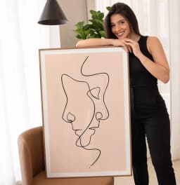 Quadro Decorativo One Line - Linha De Rostos Opostos