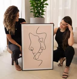 Quadro Decorativo One Line - Linha De Rostos Opostos