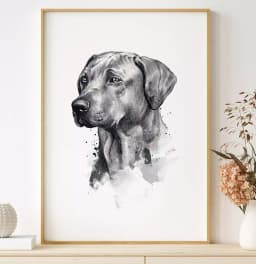 Quadro Decorativo Cachorro Desenho em Preto e Branco