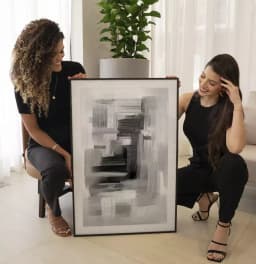 Quadro Decorativo Coleção Dark &Painting Abstrato Pinceladas Monocromáticas