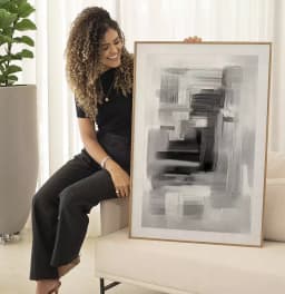 Quadro Decorativo Coleção Dark &Painting Abstrato Pinceladas Monocromáticas