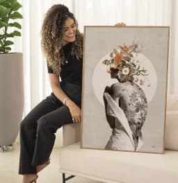 Quadro Decorativo Tatuagem Floral - Coleção Collage Flowers