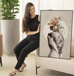 Quadro Decorativo Tatuagem Floral - Coleção Collage Flowers