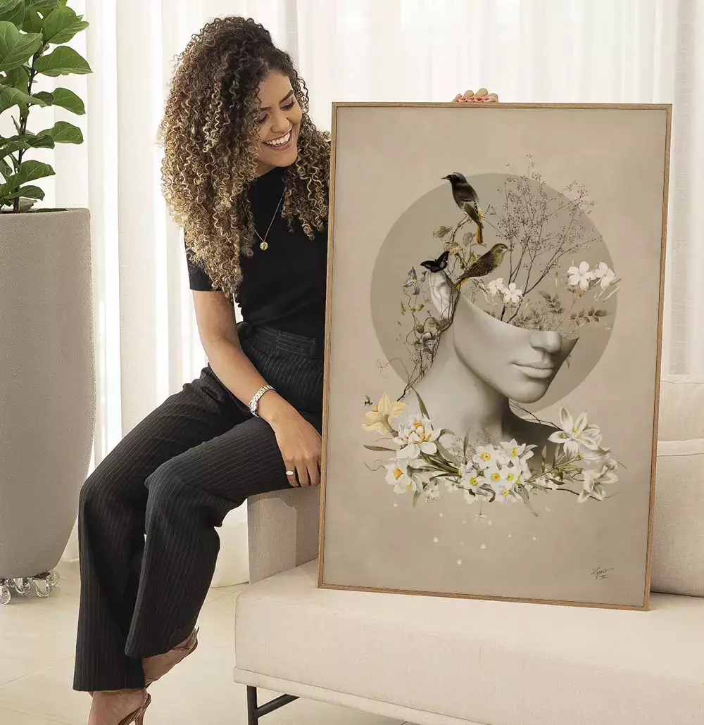 Quadro Decorativo Dryella - Coleção Collage Flowers