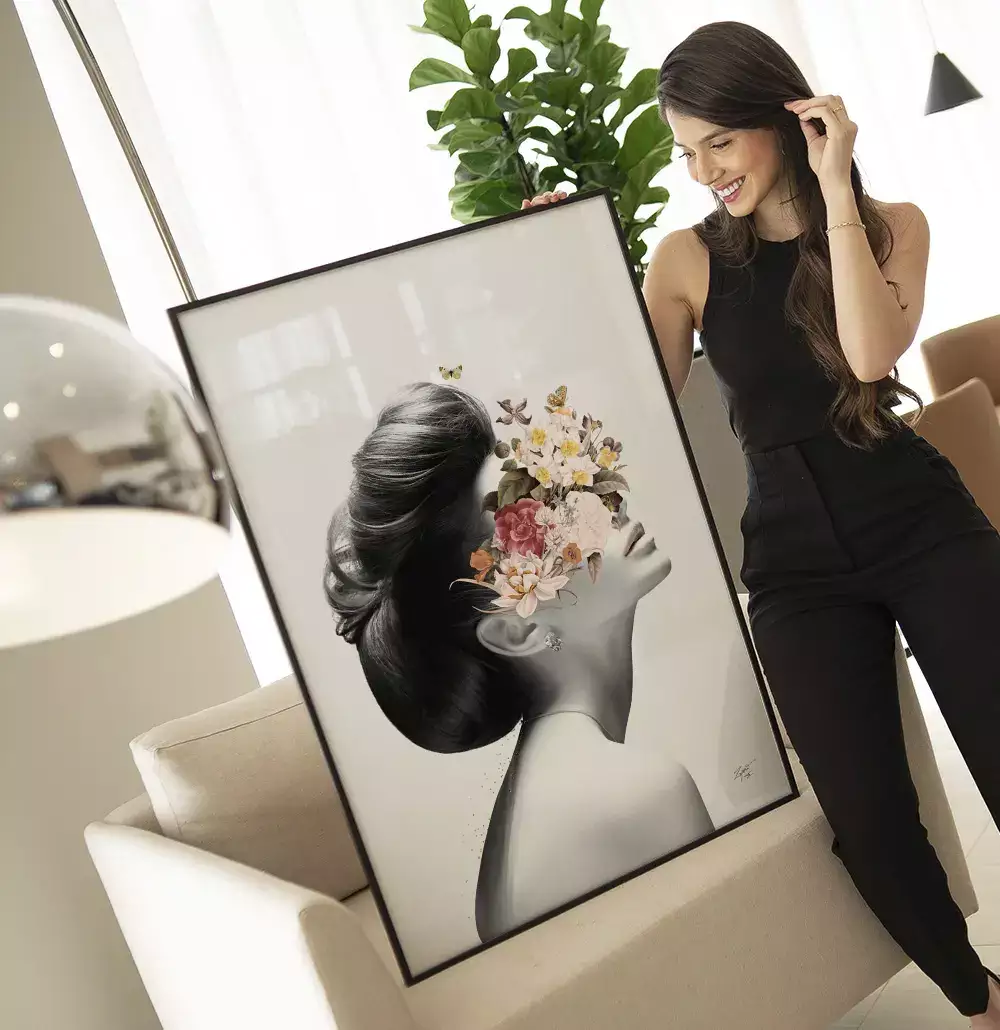 Quadro Decorativo Lady - Coleção Collage Flowers