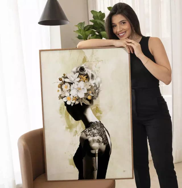 Quadro Decorativo Lady Of Shadows - Coleção Collage Flowers