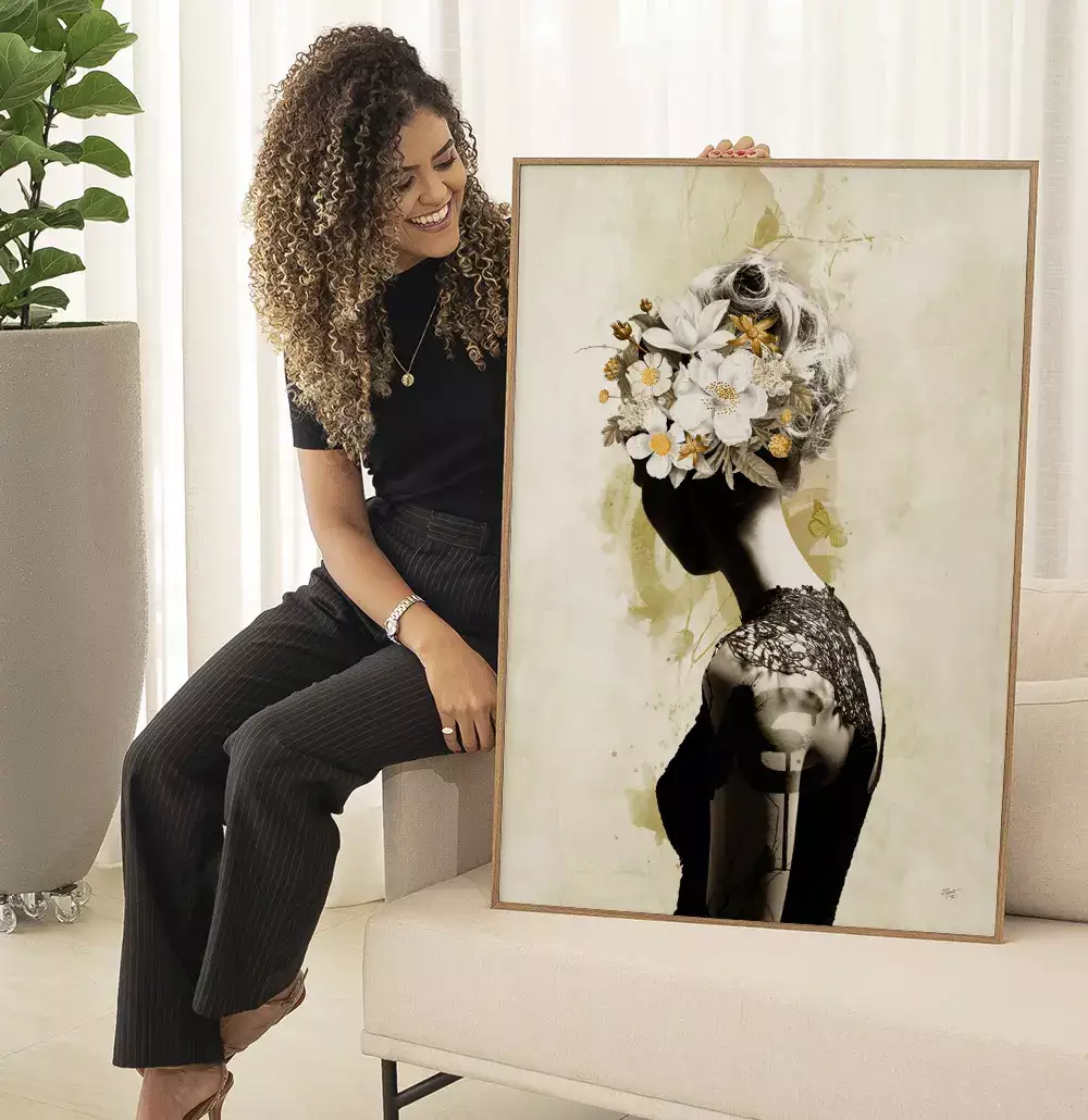 Quadro Decorativo Lady Of Shadows - Coleção Collage Flowers