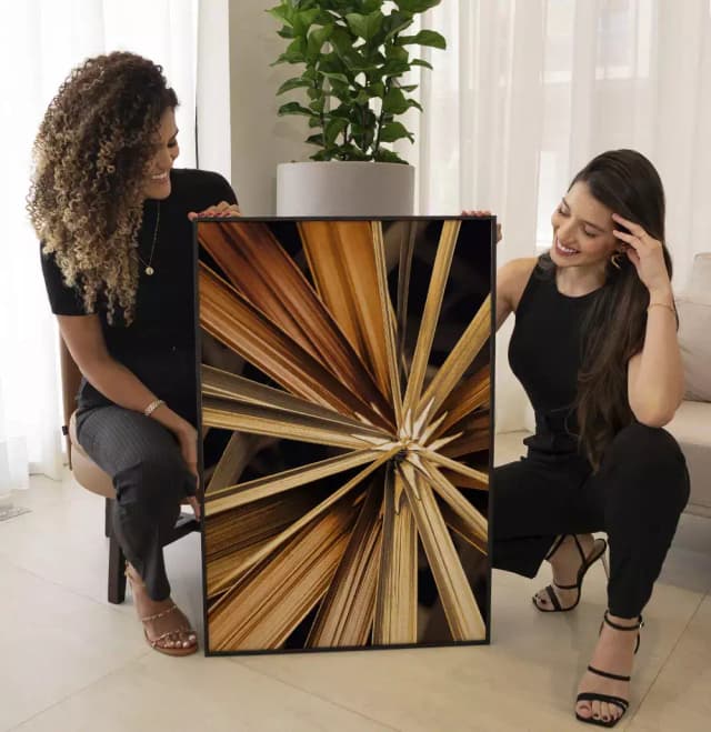 Quadro Decorativo Fotografia Hastes Florais Douradas