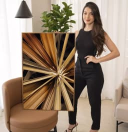 Quadro Decorativo Fotografia Hastes Florais Douradas