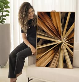Quadro Decorativo Fotografia Hastes Florais Douradas
