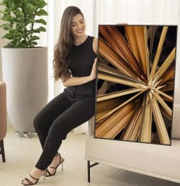 Quadro Decorativo Fotografia Hastes Florais Douradas