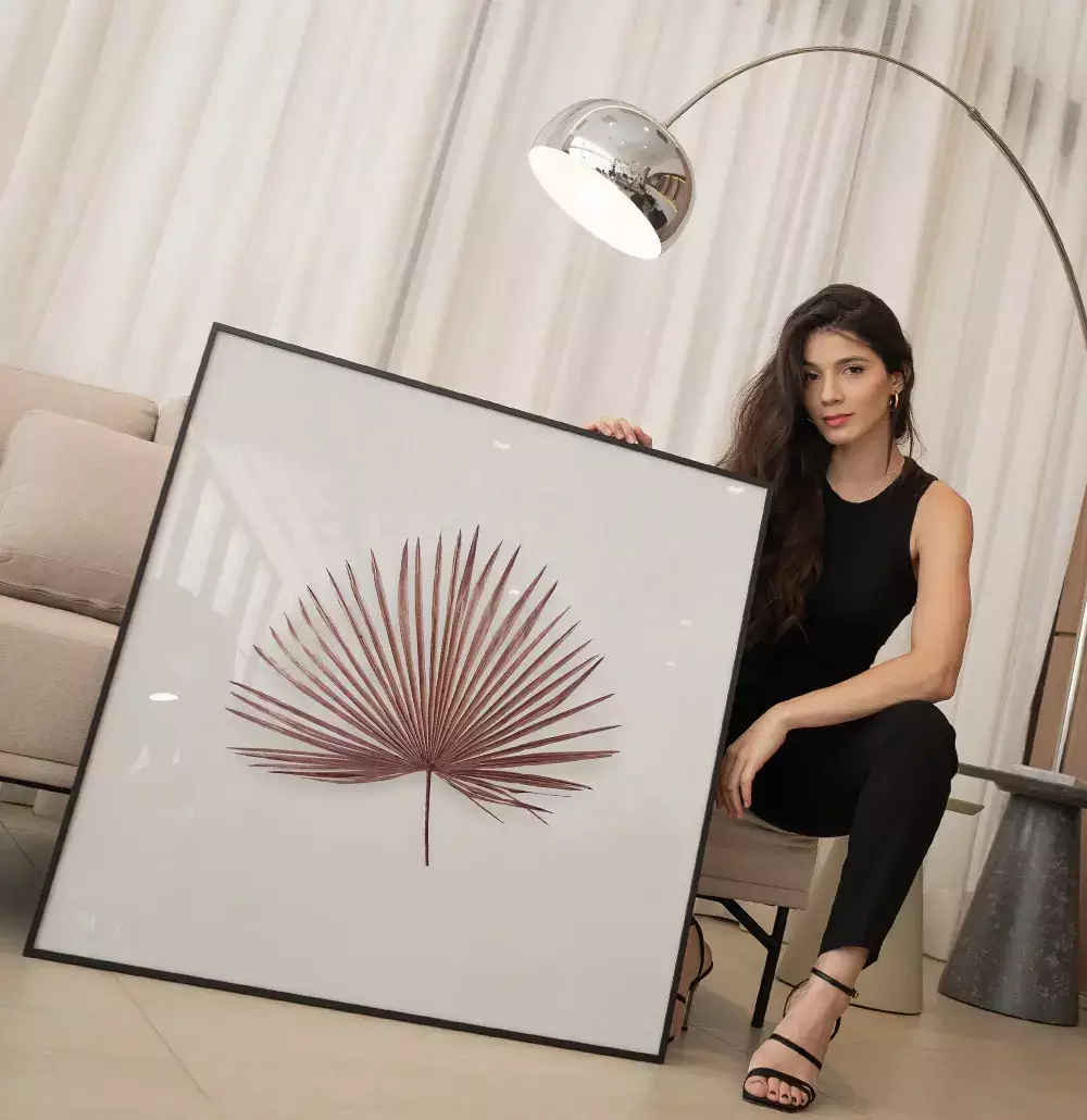 Quadro Decorativo Floral Botanical Rosé Palm Minimalist