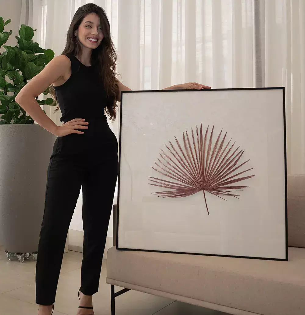 Quadro Decorativo Floral Botanical Rosé Palm Minimalist