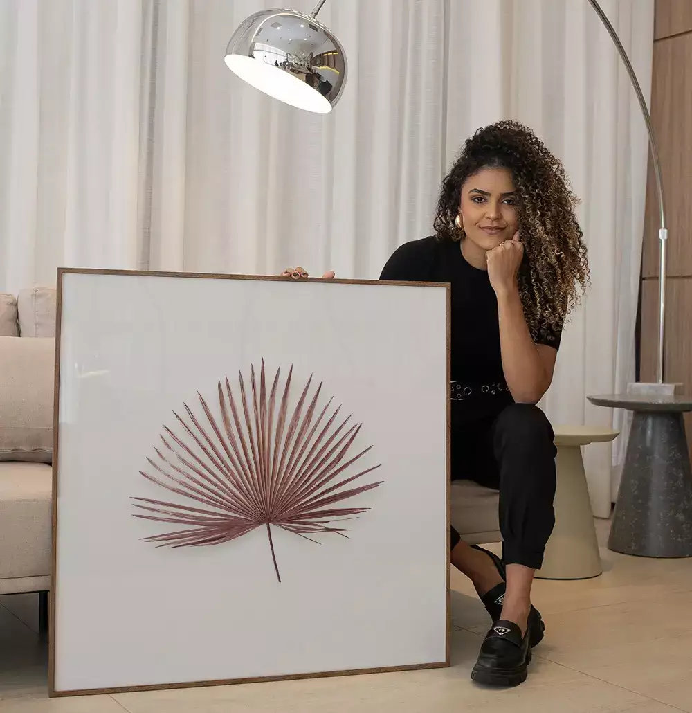 Quadro Decorativo Floral Botanical Rosé Palm Minimalist