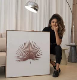 Quadro Decorativo Floral Botanical Rosé Palm Minimalist