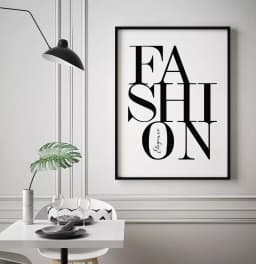Quadro Decorativo Tipografia Fashion Elegance Preto e Branco