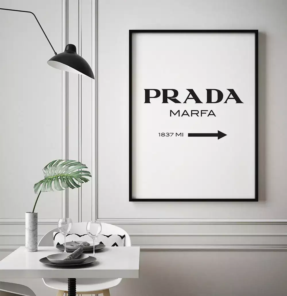 Quadro Decorativo Tipografia Prada Marfa 1837 MI Minimalista