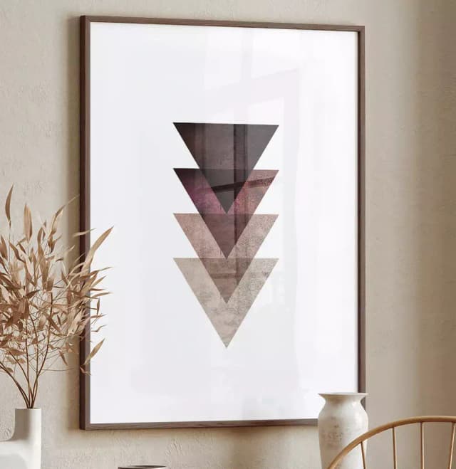 Quadro Decorativo Triângulos Sobrepostos com Textura