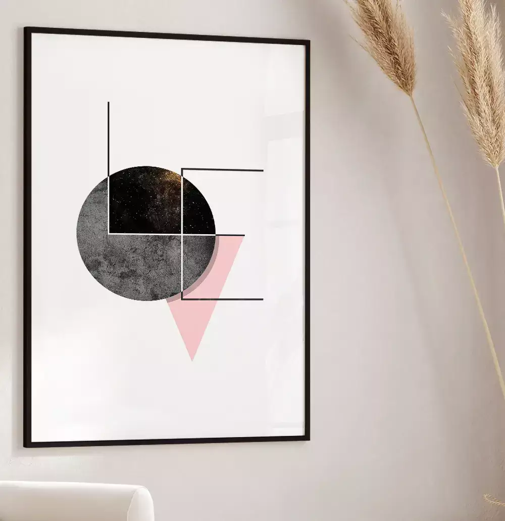 Quadro Decorativo Love na Lua Geométrico com Textura