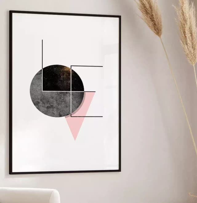 Quadro Decorativo Love na Lua Geométrico com Textura