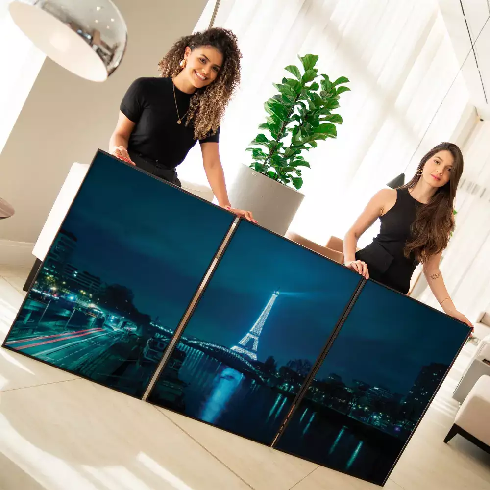 Kit Quadro Decorativo Noite em Paris Fotografia Noturna