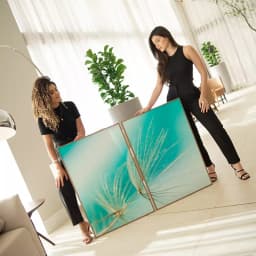 Kit Quadro Decorativo Dente de Leão Dourado com Fundo Azul