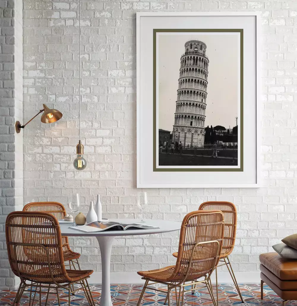 Quadro Decorativo Torre de Pisa Roma Itália Fotografia em Tons Sépia