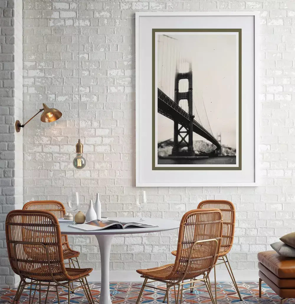 Quadro Decorativo Golden Gate EUA Fotografia em Tons Sépia