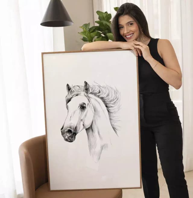 Quadro Decorativo Cabeca de Cavalo Desenho