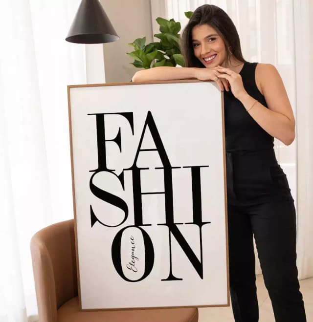 Quadro Decorativo Tipografia Fashion Elegance Preto e Branco
