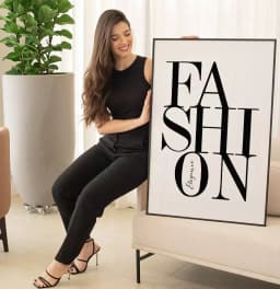 Quadro Decorativo Tipografia Fashion Elegance Preto e Branco