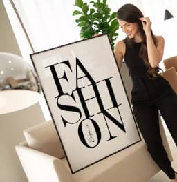 Quadro Decorativo Tipografia Fashion Elegance Preto e Branco