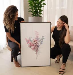 Quadro Decorativo Buquê de Folhas Pintura Aquarela Minimalista