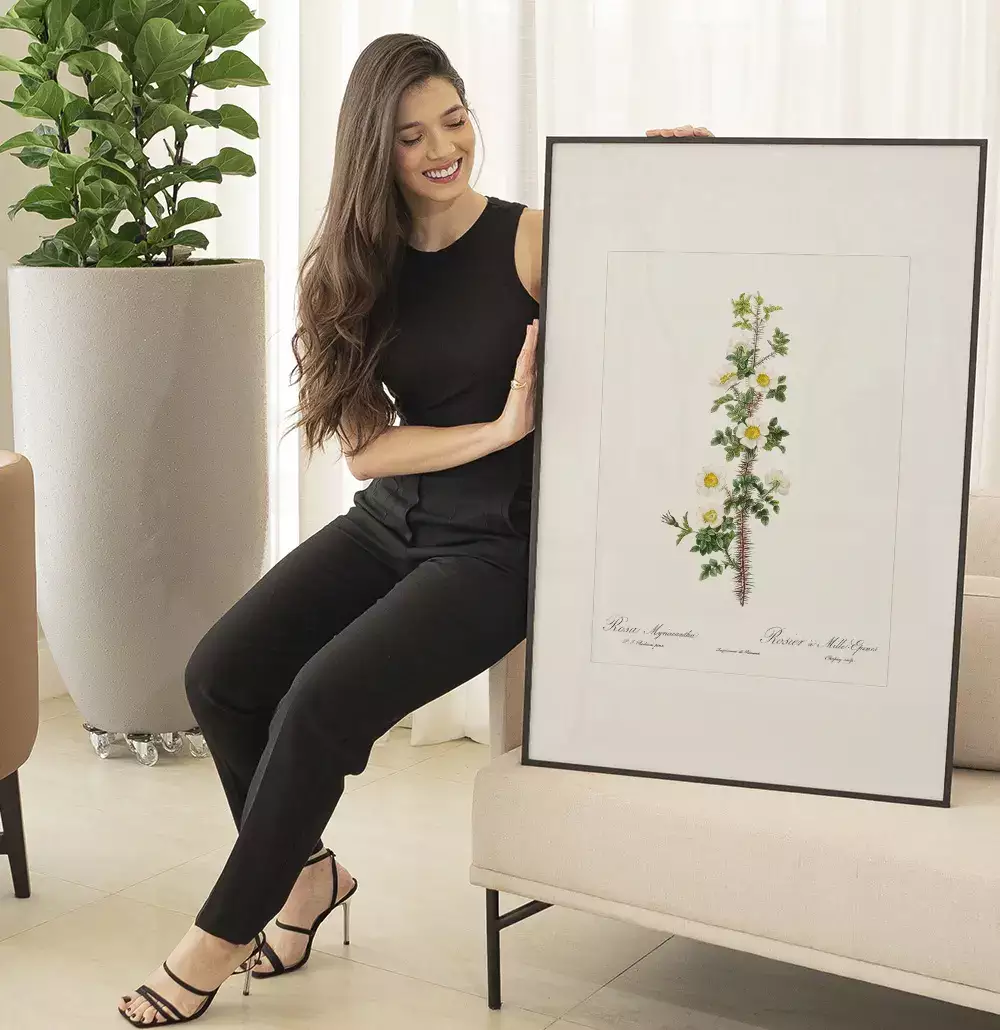 Quadro Decorativo Coleção Botanical Floral Rosa Myriacantha