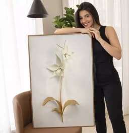 Quadro Decorativo Coleção White&Gold - Plantas e Flores