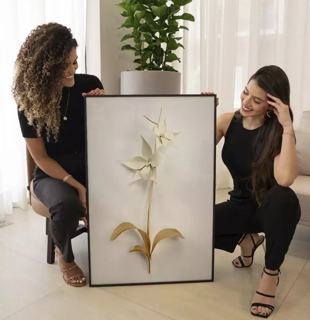 Quadro Decorativo Coleção White&Gold - Plantas e Flores