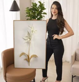 Quadro Decorativo Coleção White&Gold - Plantas e Flores