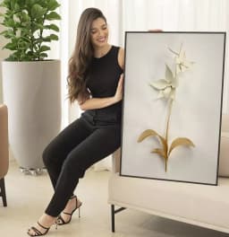 Quadro Decorativo Coleção White&Gold - Plantas e Flores