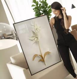 Quadro Decorativo Coleção White&Gold - Plantas e Flores