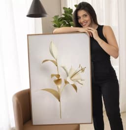 Quadro Decorativo Coleção White&Gold - Plantas e Flores
