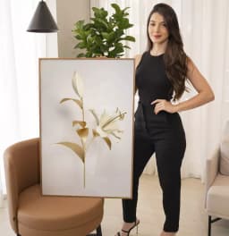 Quadro Decorativo Coleção White&Gold - Plantas e Flores