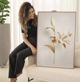Quadro Decorativo Coleção White&Gold - Plantas e Flores
