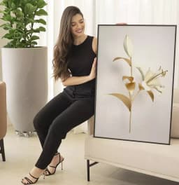Quadro Decorativo Coleção White&Gold - Plantas e Flores