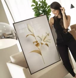 Quadro Decorativo Coleção White&Gold - Plantas e Flores