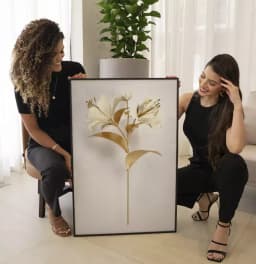 Quadro Decorativo Coleção White&Gold - Plantas e Flores