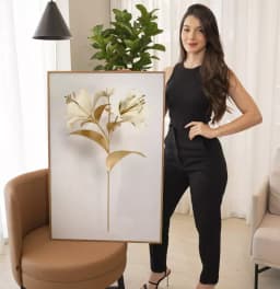 Quadro Decorativo Coleção White&Gold - Plantas e Flores